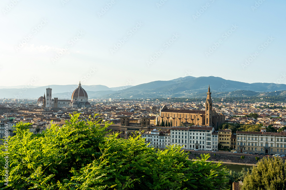 Florence rooftops and cathedral di Santa Maria del Fiore or Duomo, Tuscany region of Italy