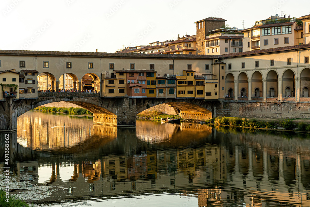 Ponte Vecchio bridge, medieval landmark on Arno river, Florence, Tuscany, Italy
