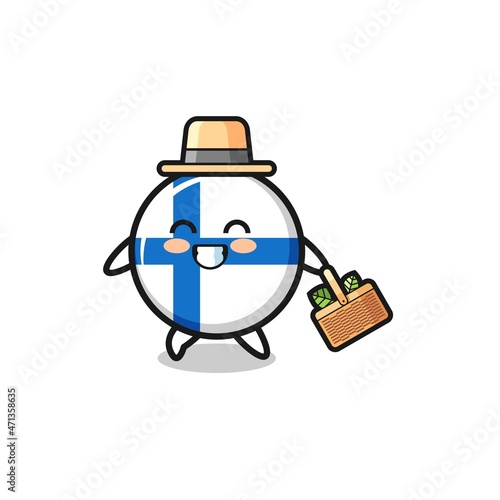 finland flag herbalist character searching a herbal