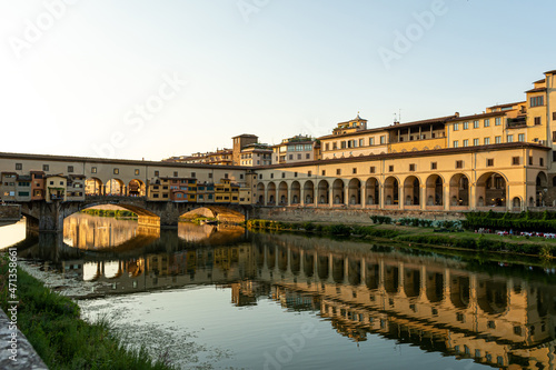 Ponte Vecchio bridge, medieval landmark on Arno river, Florence, Tuscany, Italy © ako-photography