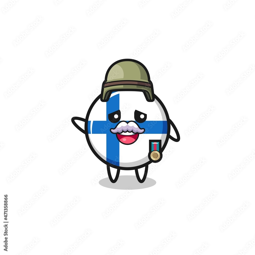 cute finland flag as veteran cartoon