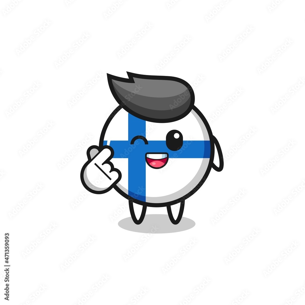 finland flag character doing Korean finger heart