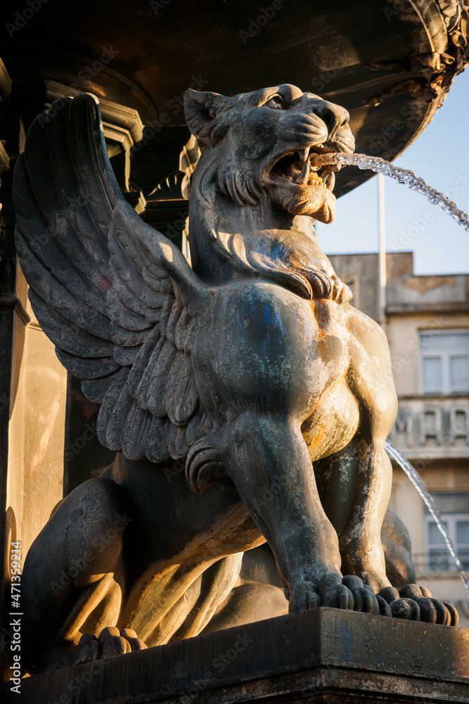 Fountain of the Lions in the center of the old town of Porto Fountain of the Lions in the center of the old town of Porto