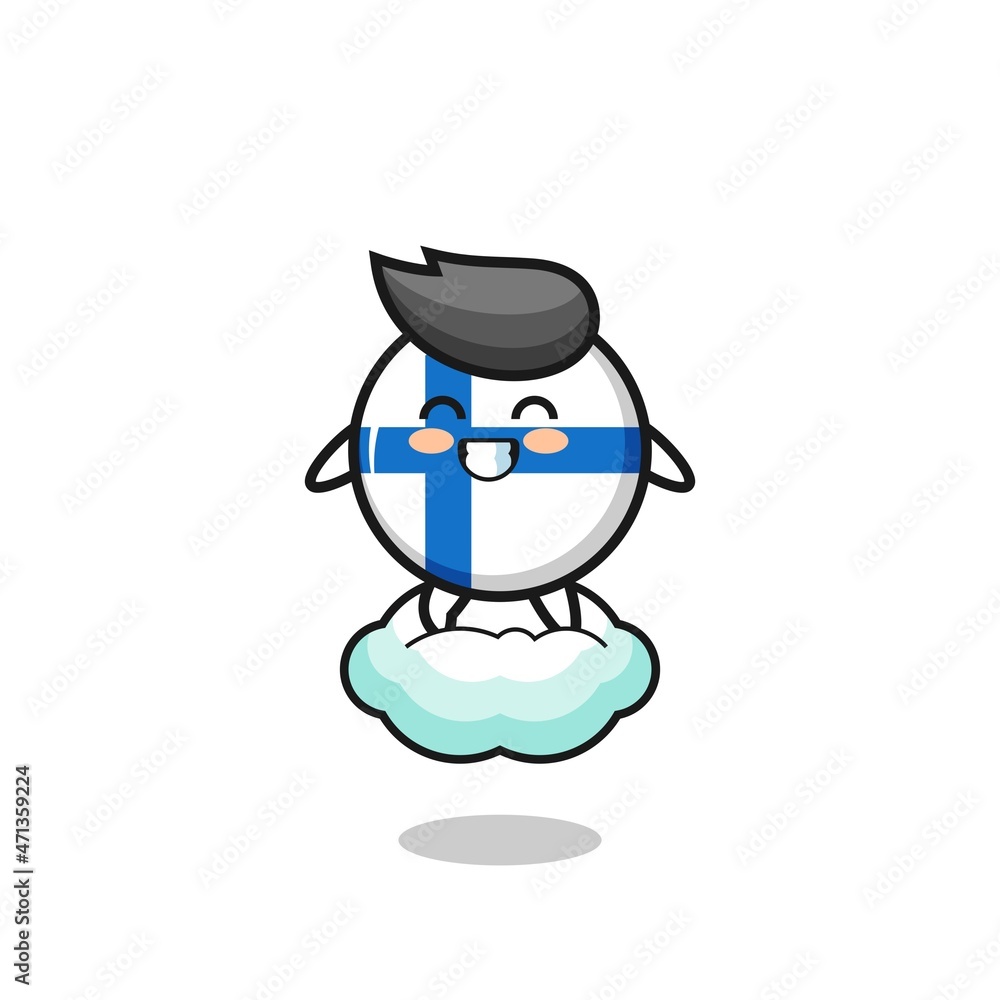 cute finland flag illustration riding a floating cloud cute finland flag illustration riding a floating cloud