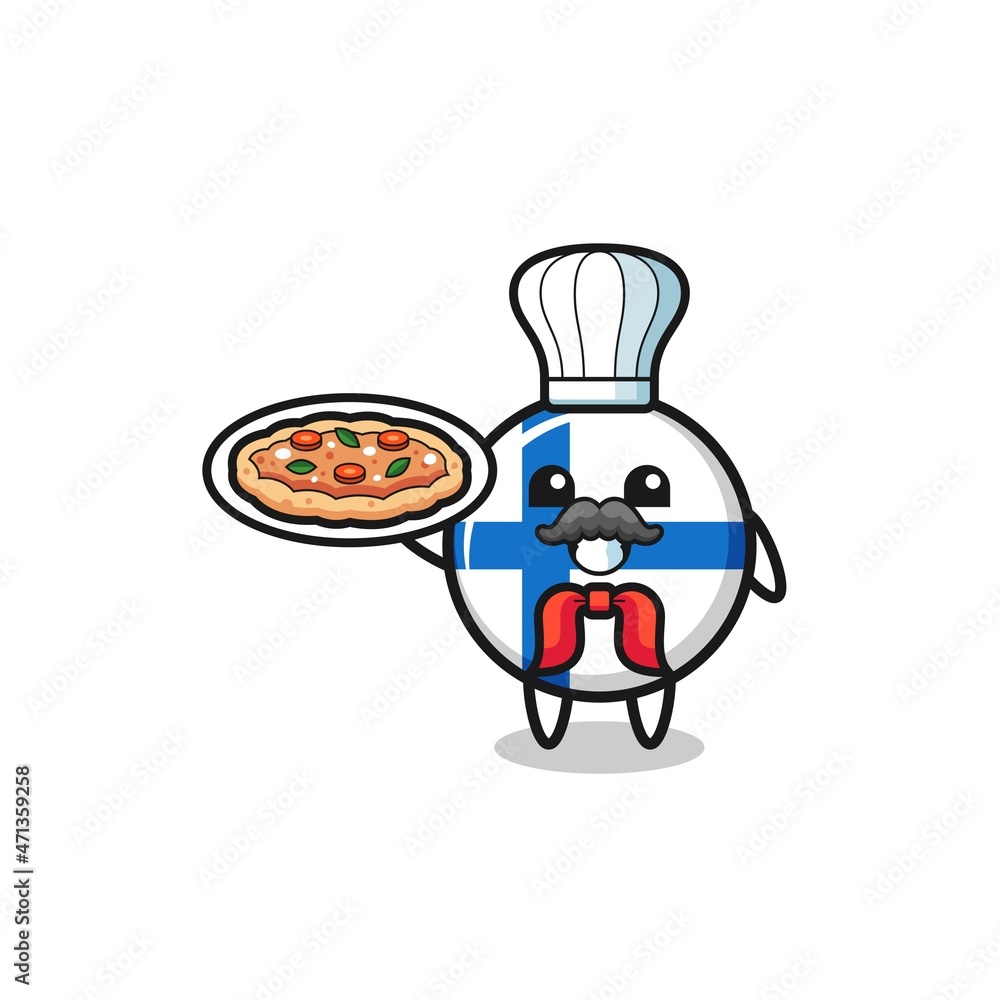 finland flag character as Italian chef mascot finland flag character as Italian chef mascot
