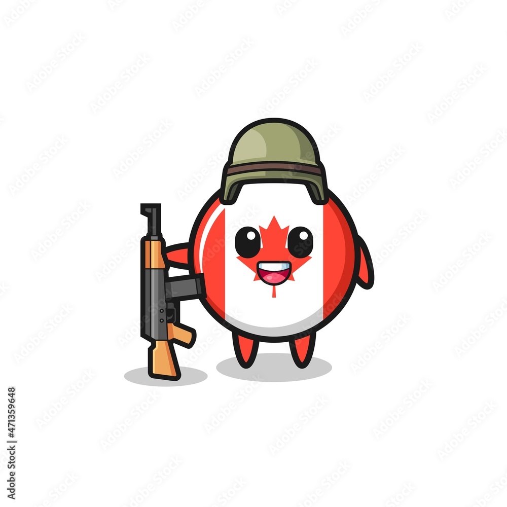 cute canada flag mascot as a soldier