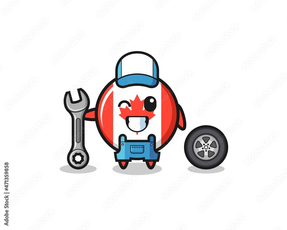 the canada flag character as a mechanic mascot