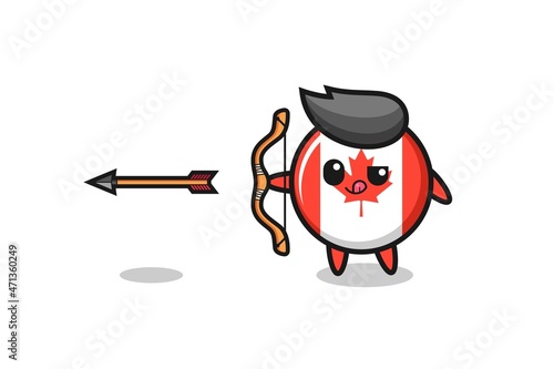 illustration of canada flag character doing archery