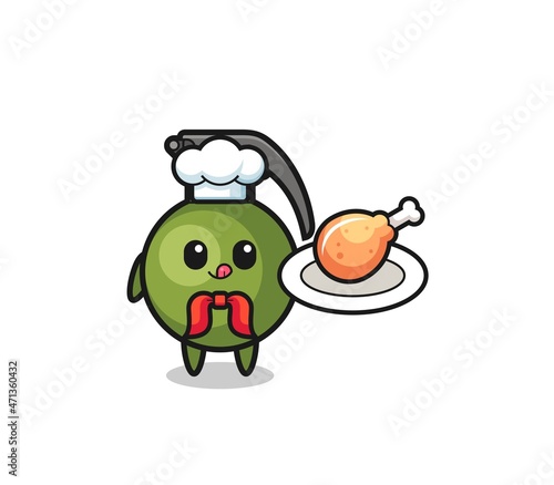 grenade fried chicken chef cartoon character
