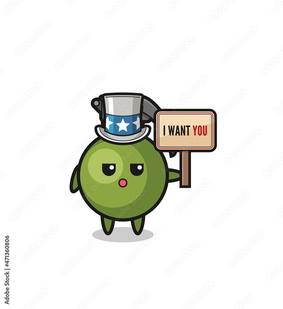 grenade cartoon as uncle Sam holding the banner I want you grenade cartoon as uncle Sam holding the banner I want you