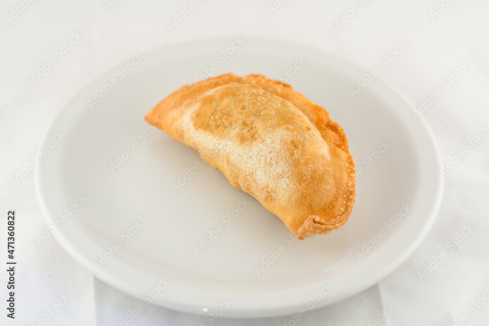 empanada tipica de argentina en plato con fondo blanco empanada tipica de argentina en plato con fondo blanco