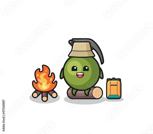 camping illustration of the grenade cartoon