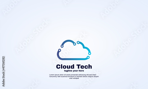 illustrator cloud tech logo design concept