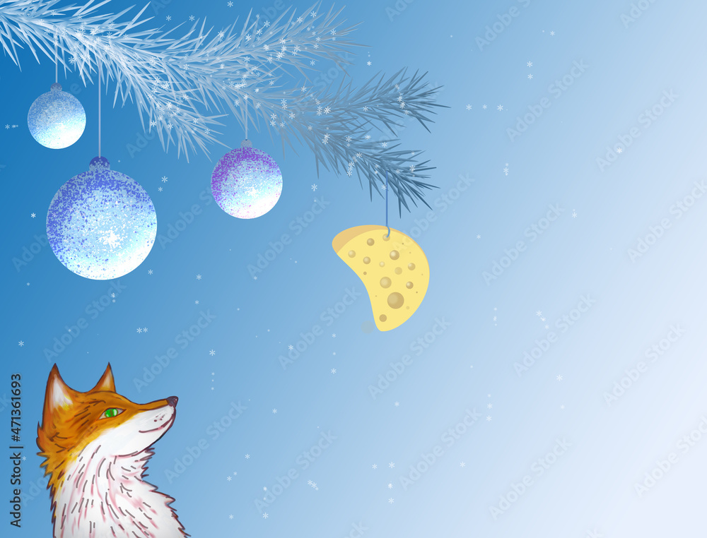 Christmas background fox