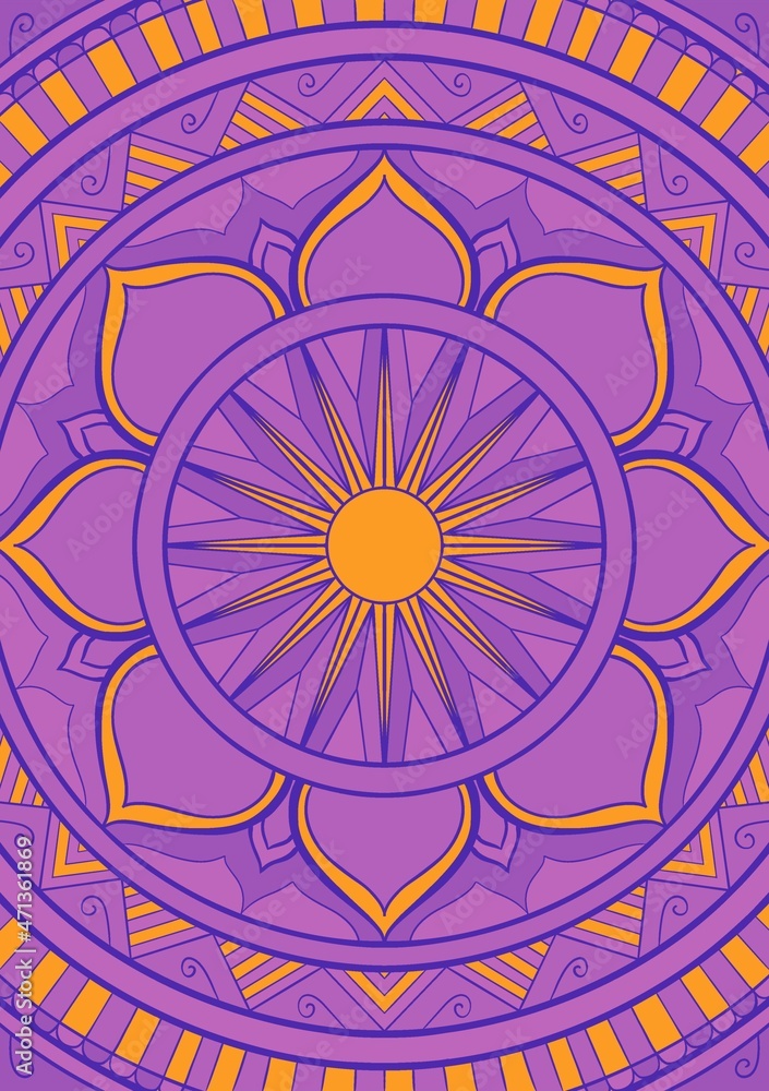 Colorful purple pink  mandala illustration pattern