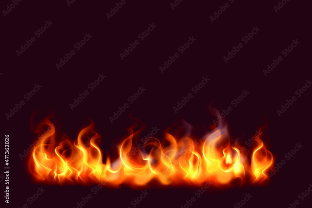 Burning red hot sparks realistic fire flames Premium Vector illustration Burning red hot sparks realistic fire flames Premium Vector illustration