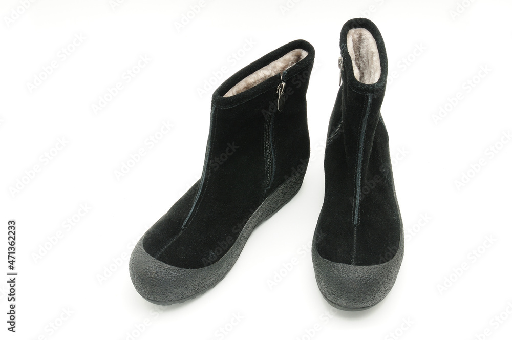 Youth women's suede shoes on a white background