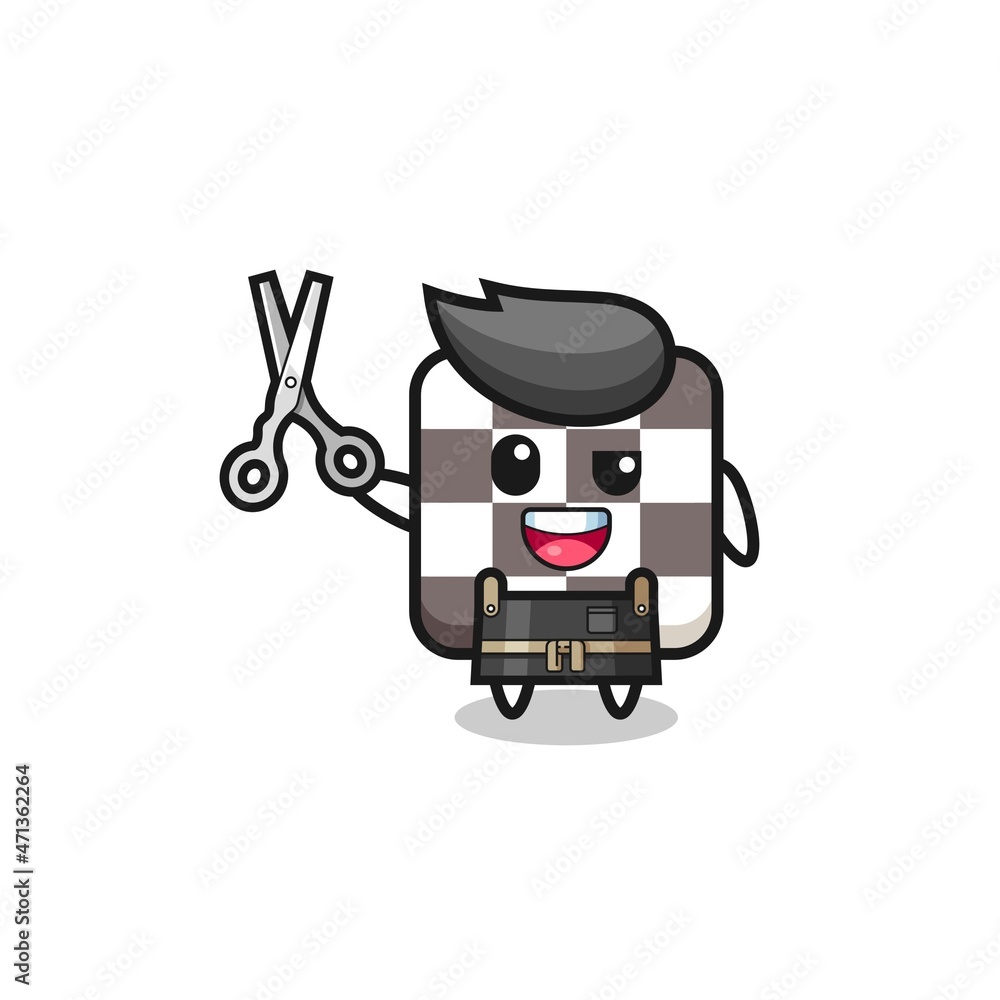 chess board character as barbershop mascot chess board character as barbershop mascot