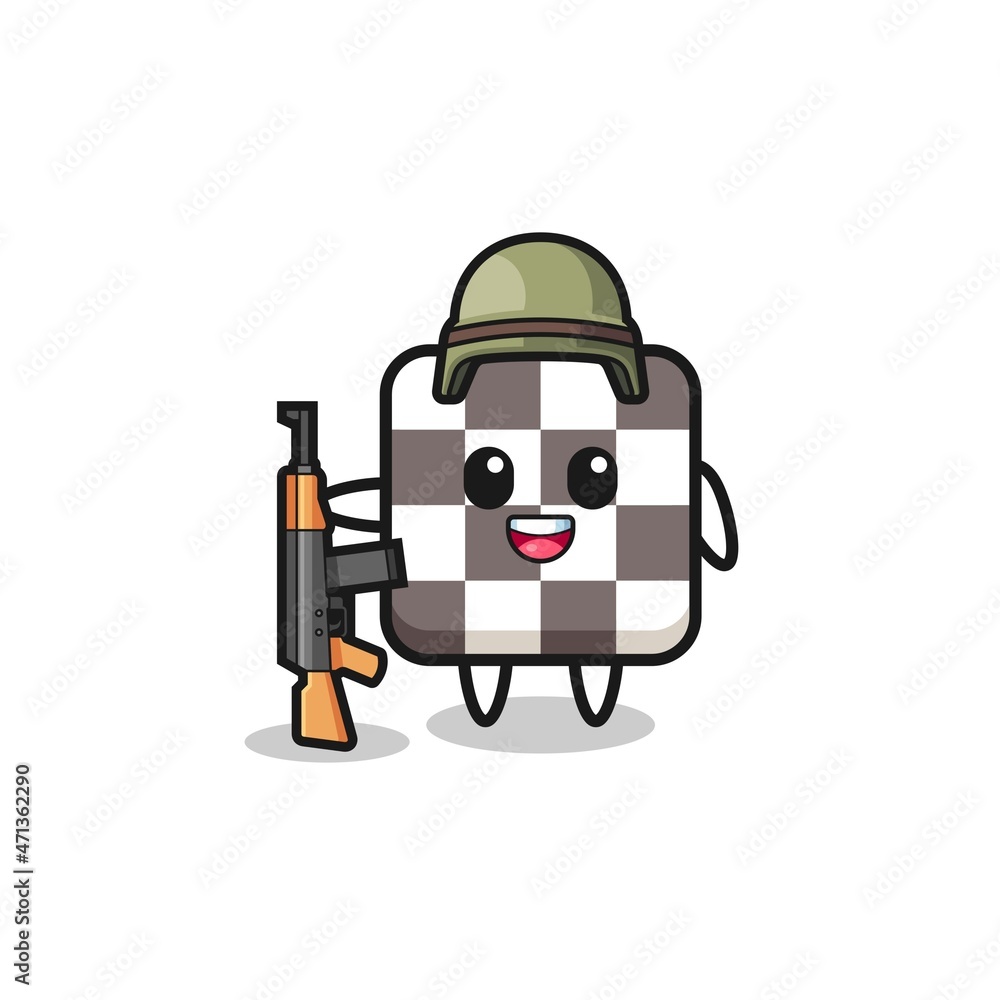 cute chess board mascot as a soldier