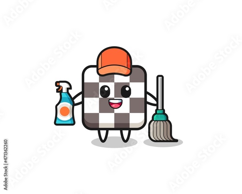cute chess board character as cleaning services mascot