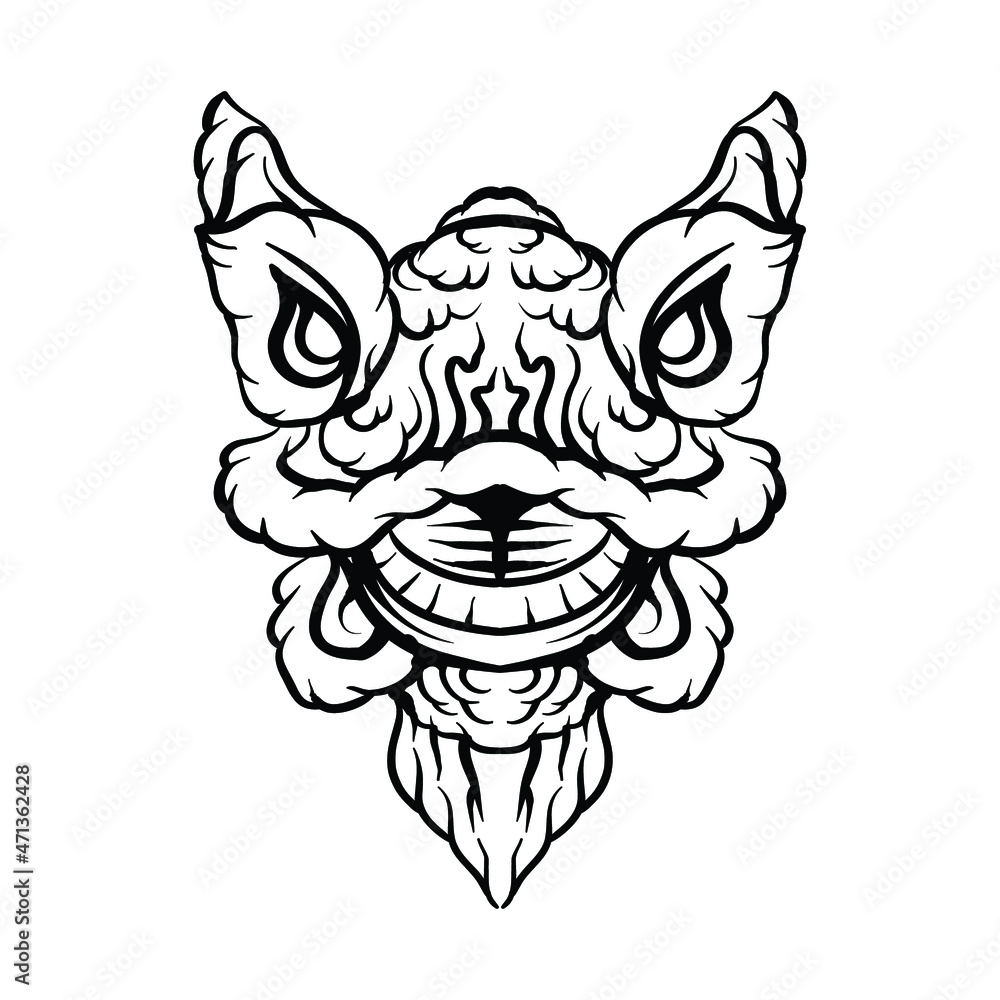 Fototapeta premium Lion dance lineart