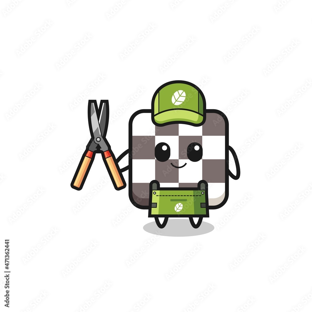 Fototapeta premium cute chess board as gardener mascot