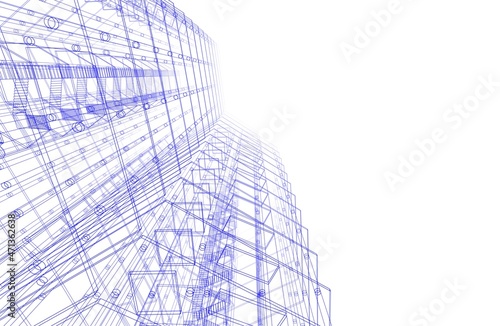 Architecture digital drawing 3d illustration