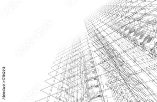 Fototapeta Naklejka Na Ścianę i Meble -  Architecture digital drawing 3d illustration