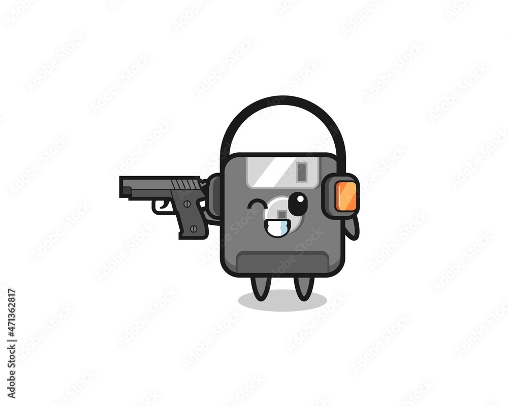 illustration of floppy disk cartoon doing shooting range illustration of floppy disk cartoon doing shooting range