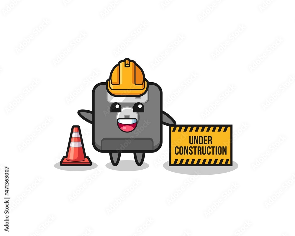 illustration of floppy disk with under construction banner illustration of floppy disk with under construction banner