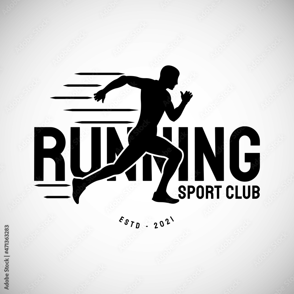 Running Sport Logo Vector Design Silhouette, Logo Sport, logo black and