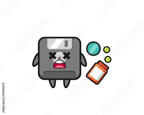 illustration of overdose floppy disk character