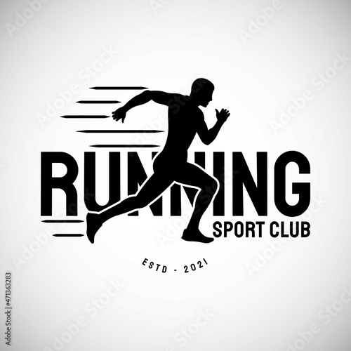 Running Sport Logo Vector Design Silhouette, Logo Sport, logo black and white