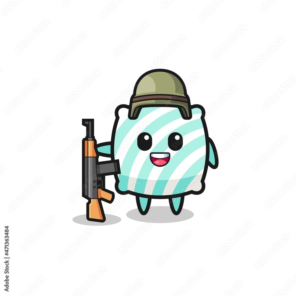cute pillow mascot as a soldier cute pillow mascot as a soldier