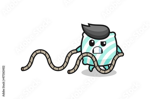 illustration of pillow doing battle rope workout