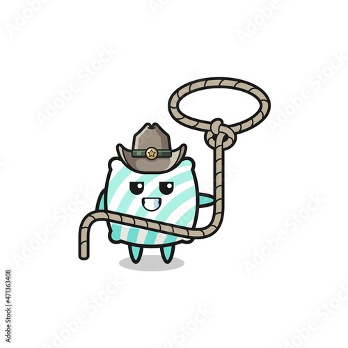 the pillow cowboy with lasso rope