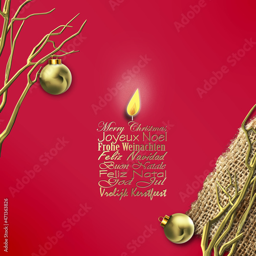 Merry Christmas wishes in European languages photo