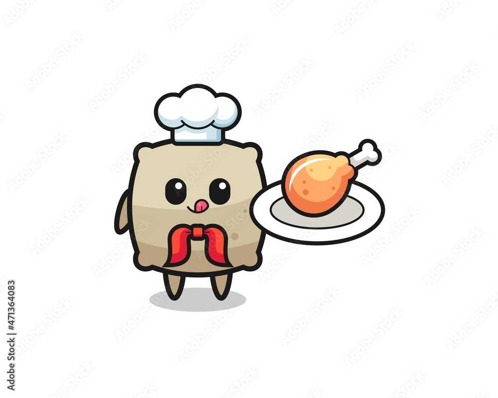 sack fried chicken chef cartoon character sack fried chicken chef cartoon character