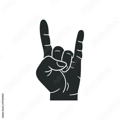 Horns Icon Silhouette Illustration. Hand Gesture Vector Graphic Pictogram Symbol Clip Art. Doodle Sketch Black Sign.