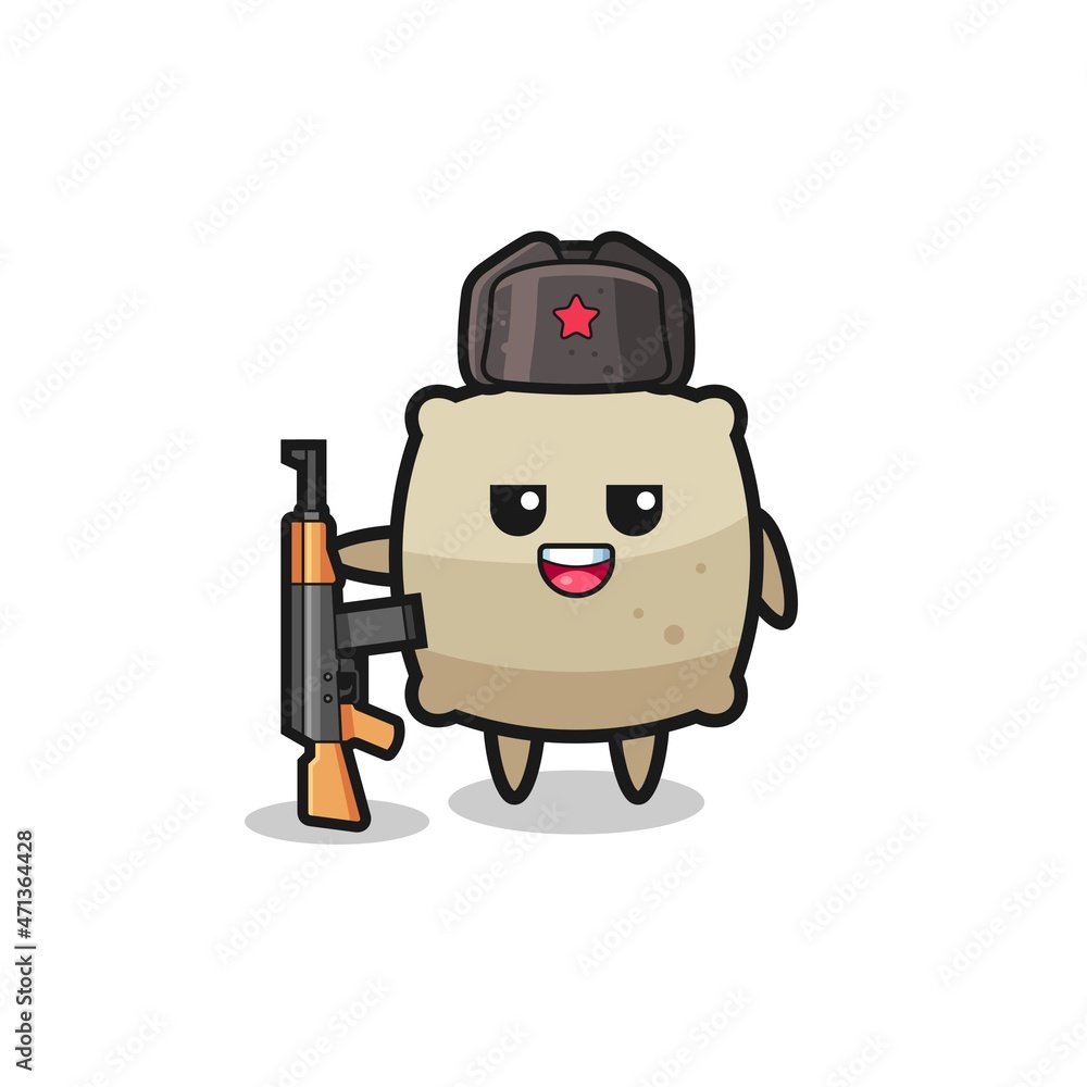 cute sack cartoon as Russian army cute sack cartoon as Russian army