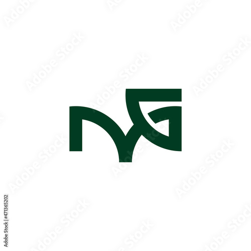 letter mg simple geometric line logo vector