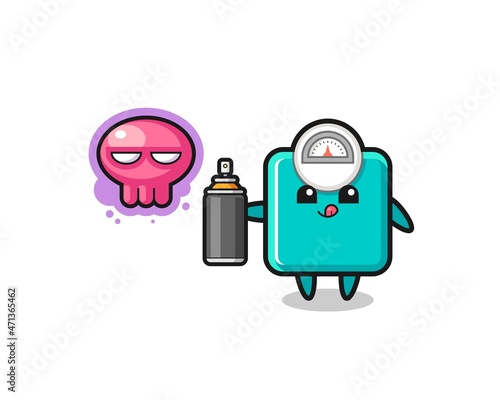 weight scale cartoon make a graffiti with a spray paint