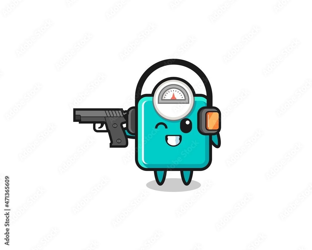 illustration of weight scale cartoon doing shooting range illustration of weight scale cartoon doing shooting range