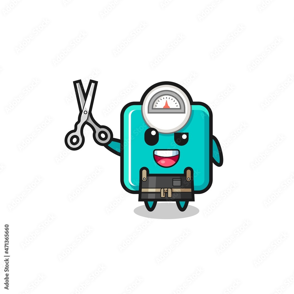 weight scale character as barbershop mascot weight scale character as barbershop mascot