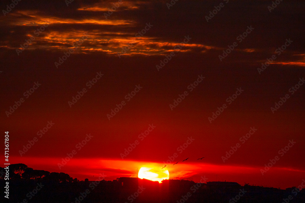 Fototapeta premium Sunset over the capital, Rome, Italy