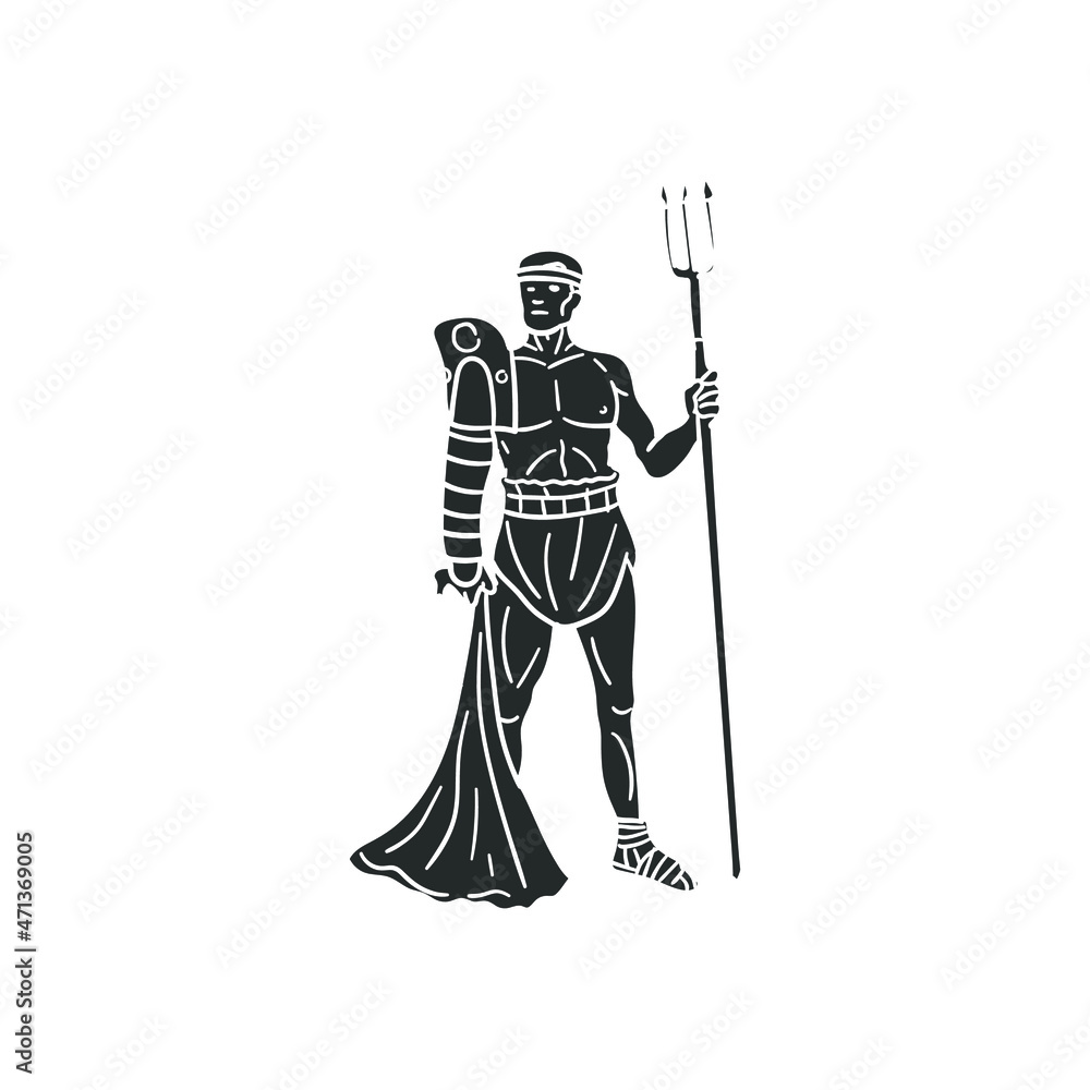 Retarius Drawing Simple Vetor de Roman Gladiator Retiarius Icon Silhouette Illustration ...