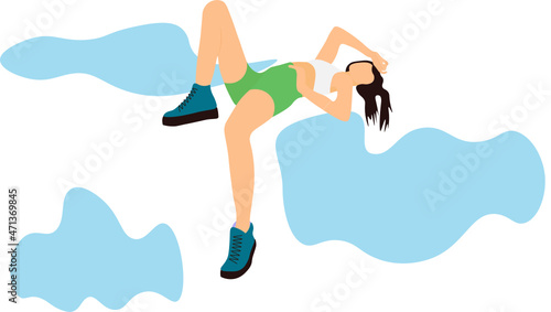 mujer en las nubes. joven acostada entre nubes. Sin Fondo, fondo transparente