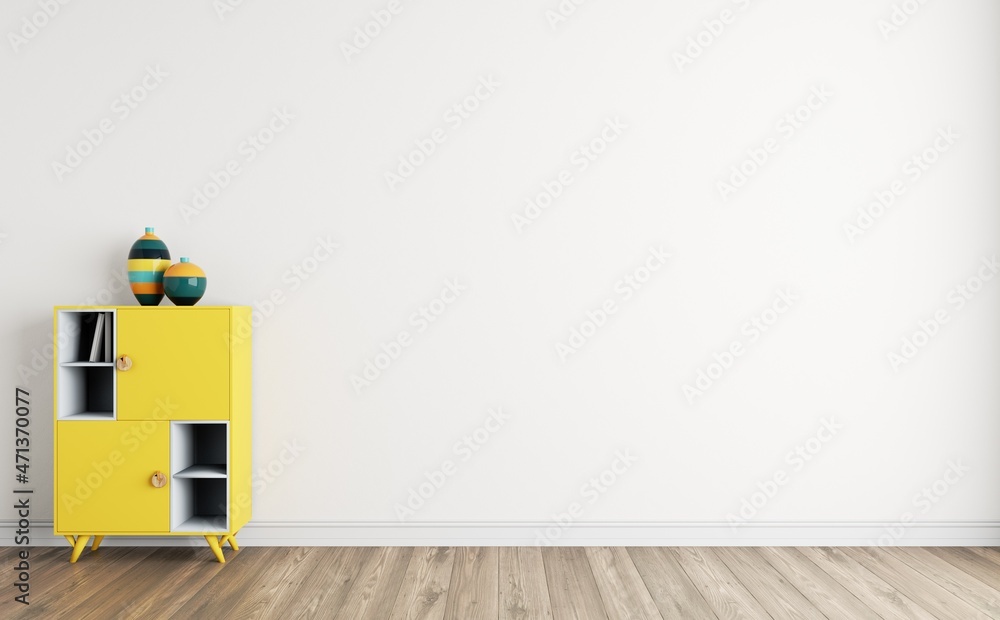 Naklejka premium 3D visualization of the living room interior.