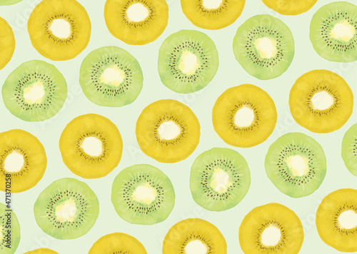 2種類のキウイのかわいいパターンその1(Two kinds of kiwi cute patterns part 1.)