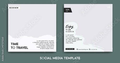 A collection of travel-themed social media post or travel promotion social media templates that you can edit. Perfect for business branding, social media posts, web ads, social media ads and food menu